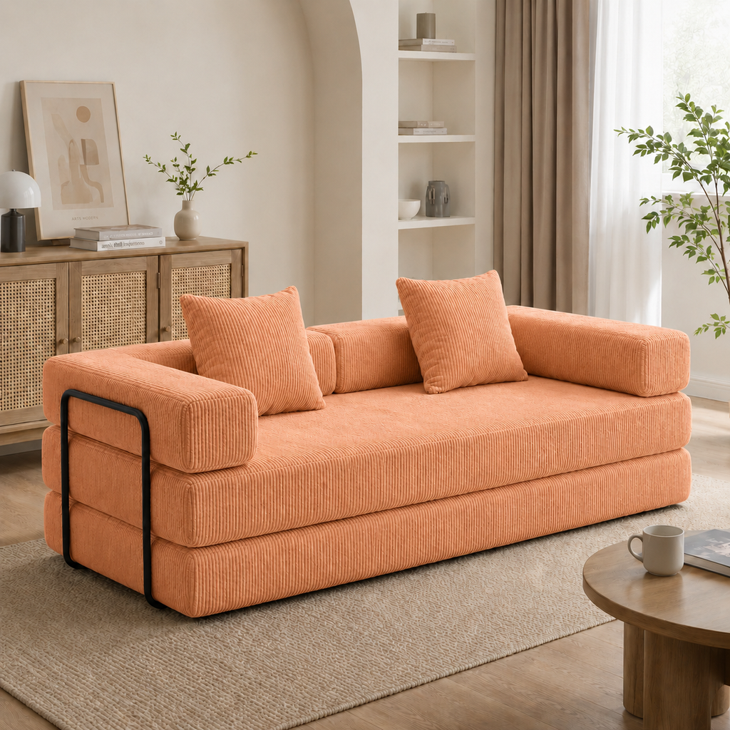 Canapé Sienna™ | Relief de Velours & Terracotta Poudré