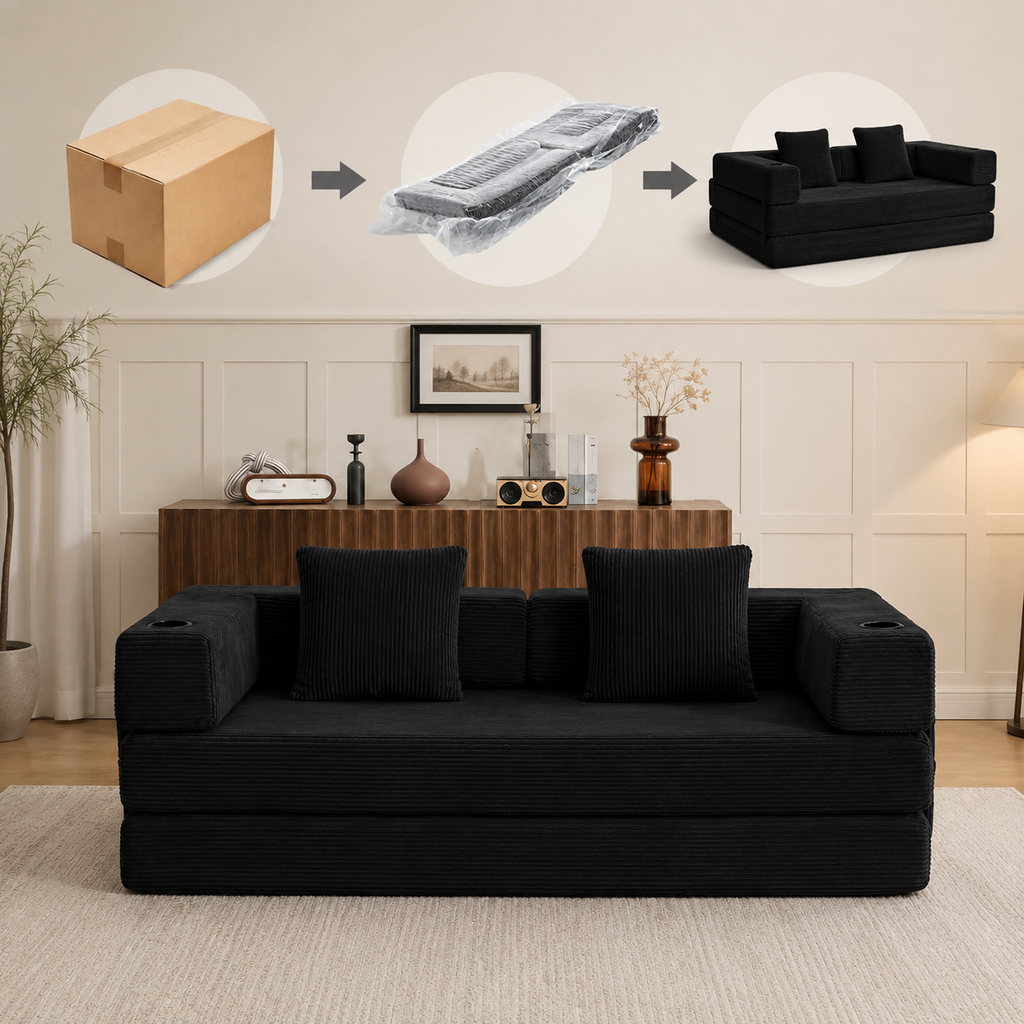 Canapé Noren™ | Confort de Velours & Noir Anthracite