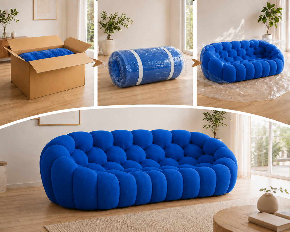 Canapé Azur™ | Étreinte Sculptée & Bleu Saphir