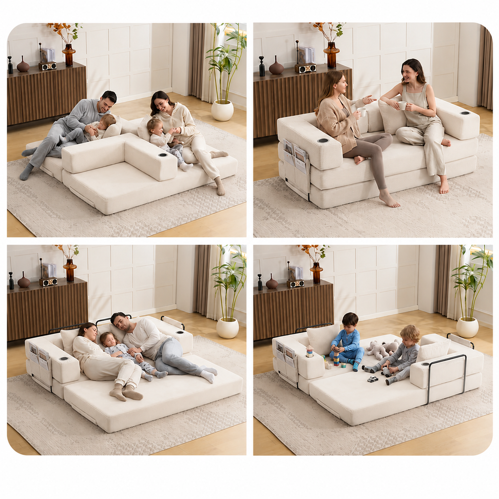 Canapé Auren™ | Confort de Velours & Perle Ivoire