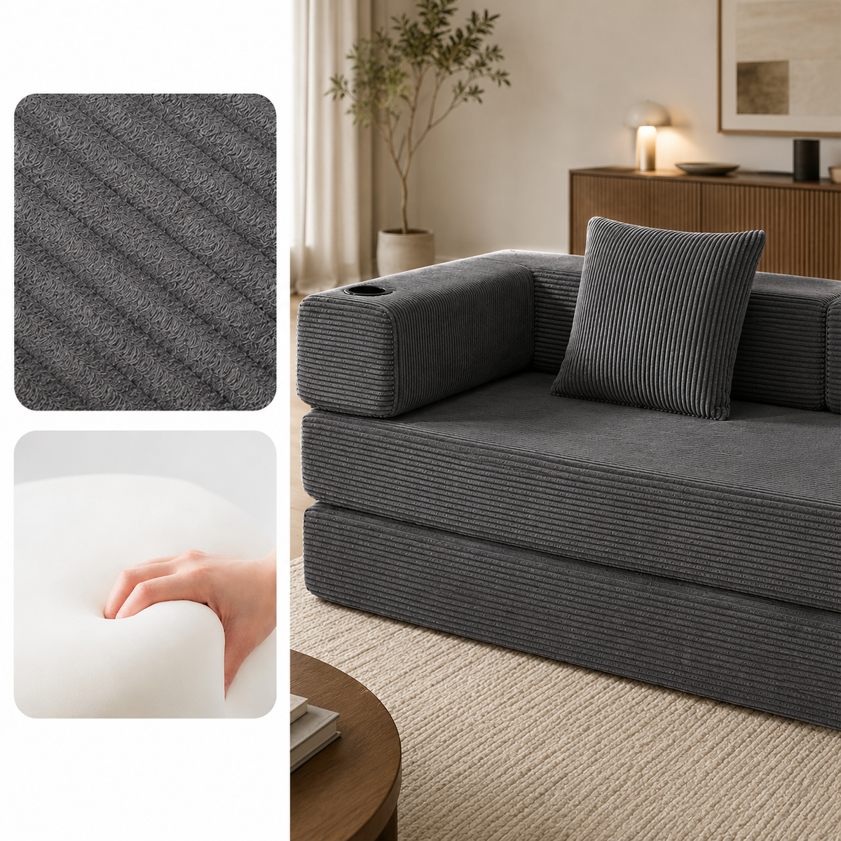 Canapé Kael™ | Confort de Velours & Gris Ardoise