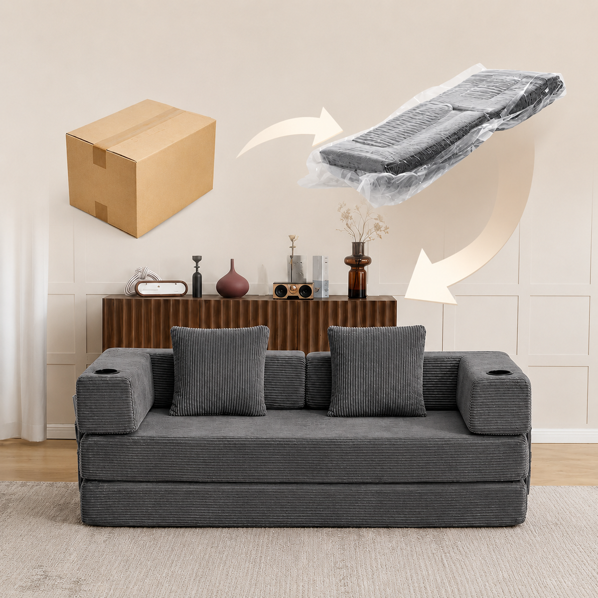 Canapé Kael™ | Confort de Velours & Gris Ardoise