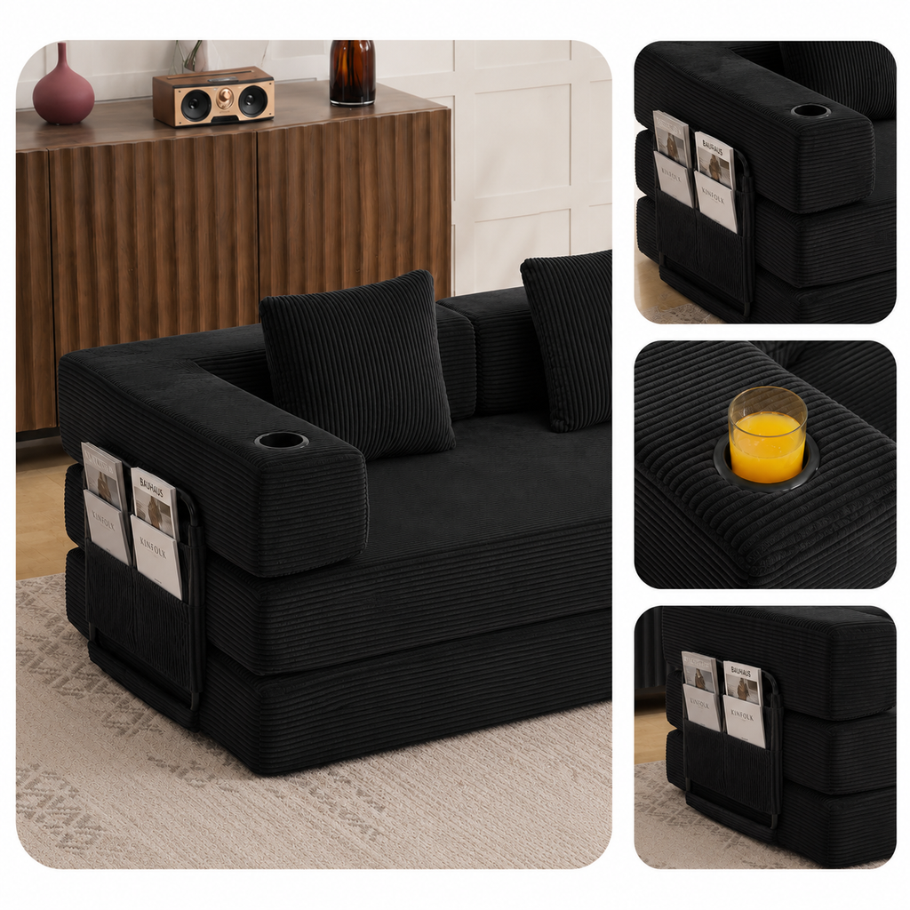 Canapé Noren™ | Confort de Velours & Noir Anthracite