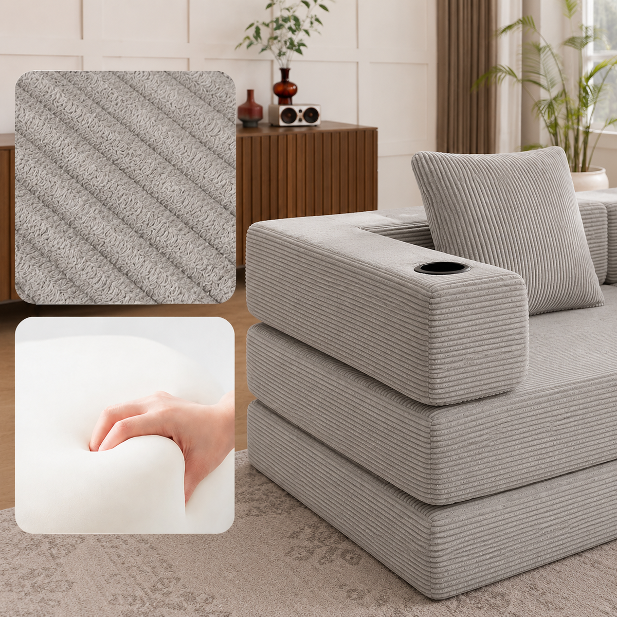 Canapé Eron™ | Confort de Velours & Gris Perle