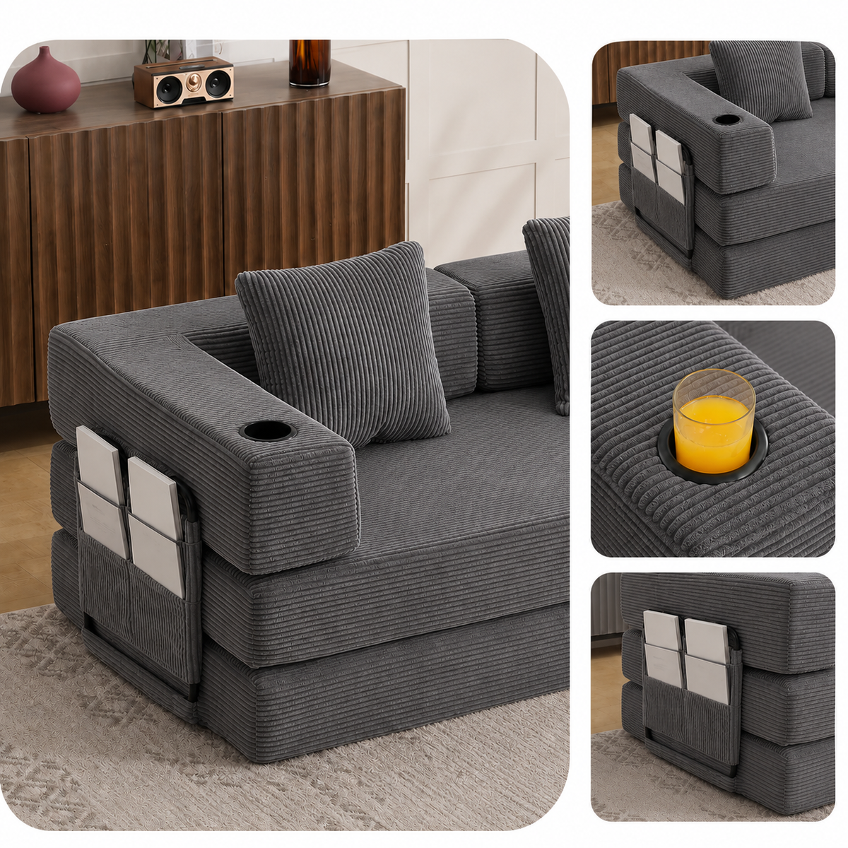 Canapé Kael™ | Confort de Velours & Gris Ardoise