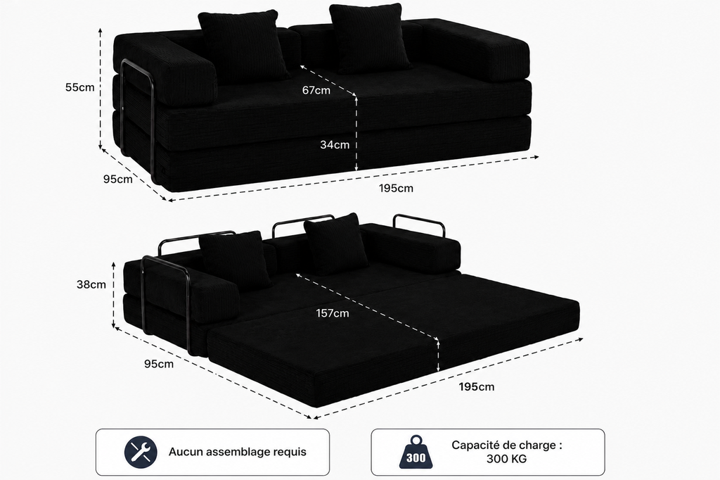 Canapé Nox™ | Relief de Velours & Noir Carbone
