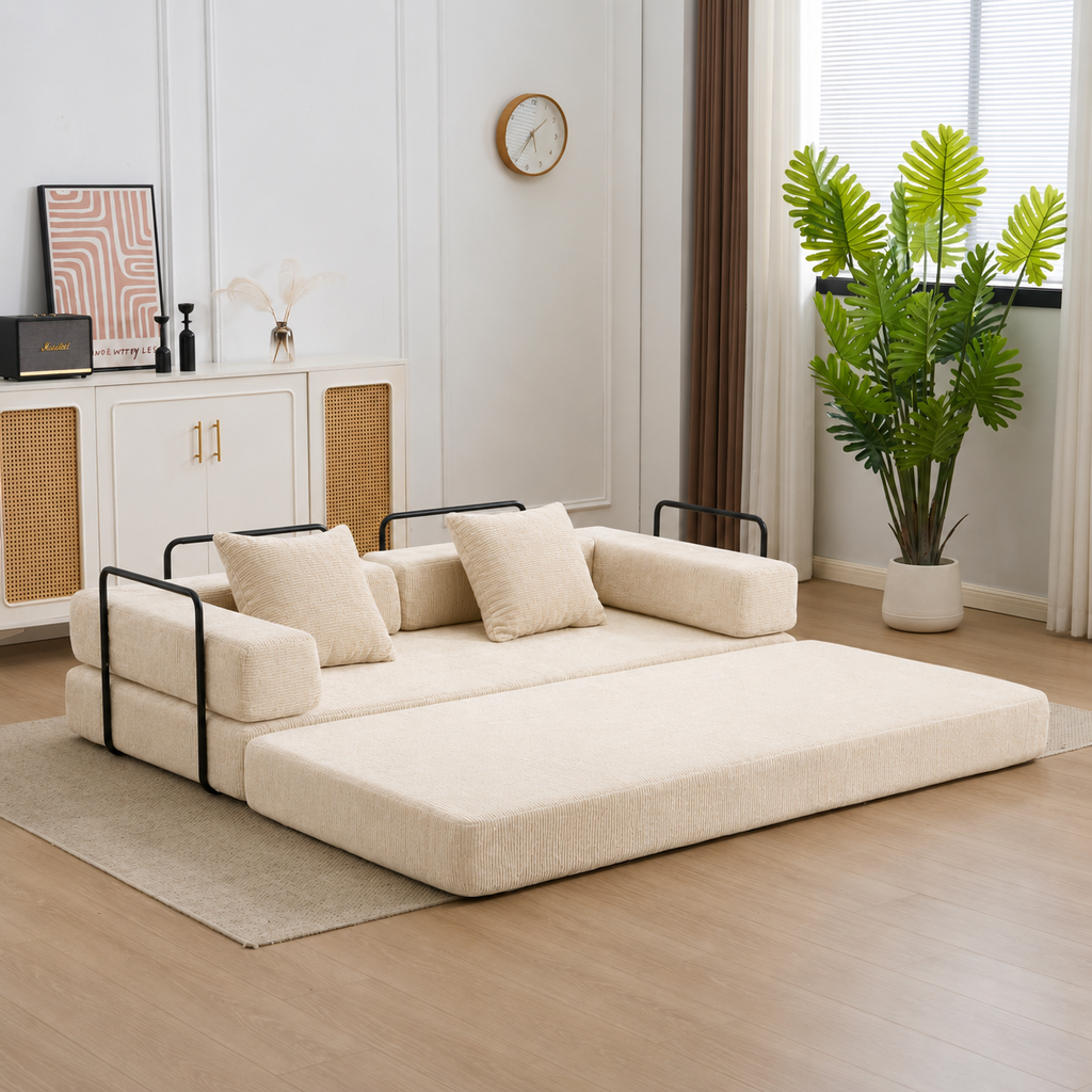 Canapé Aster™ | Relief de Velours & Ivoire Naturel