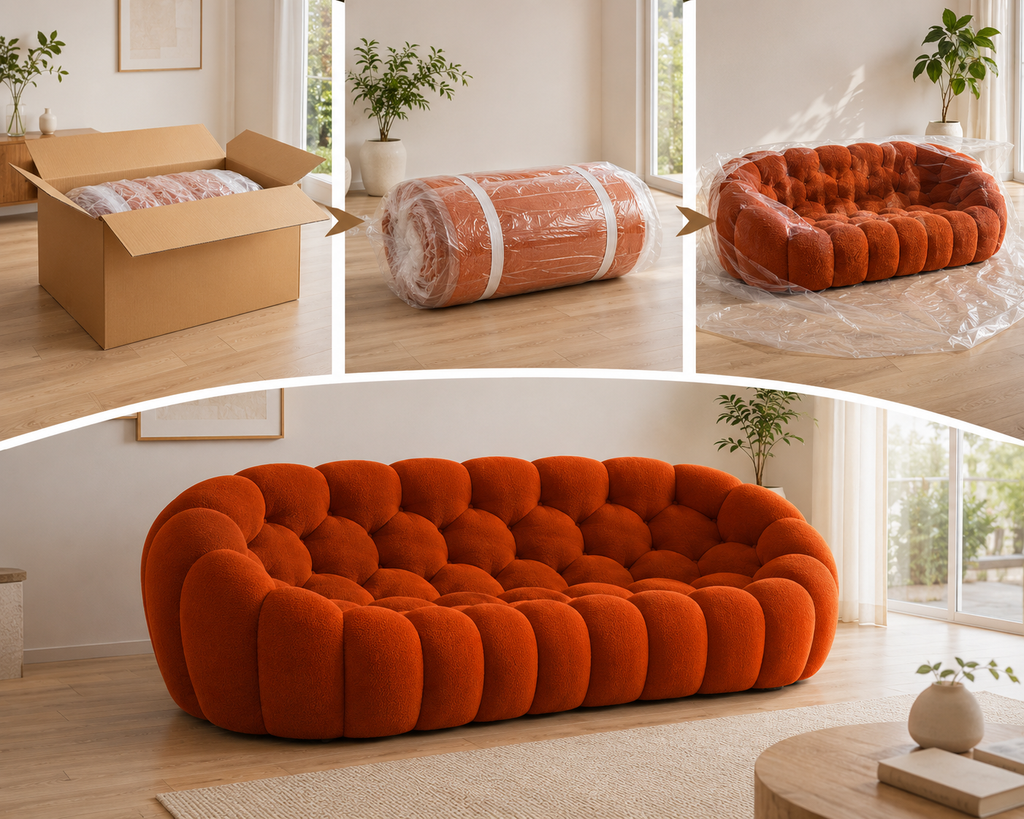 Canapé Lyor™ | Étreinte Sculptée & Ambre Brûlé