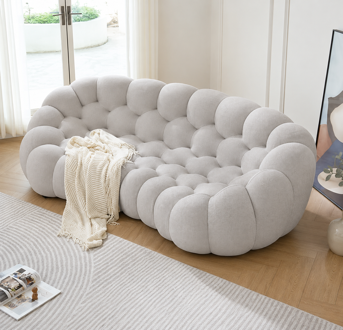 Canapé Eydis™ | Étreinte Sculptée & Gris Opalin