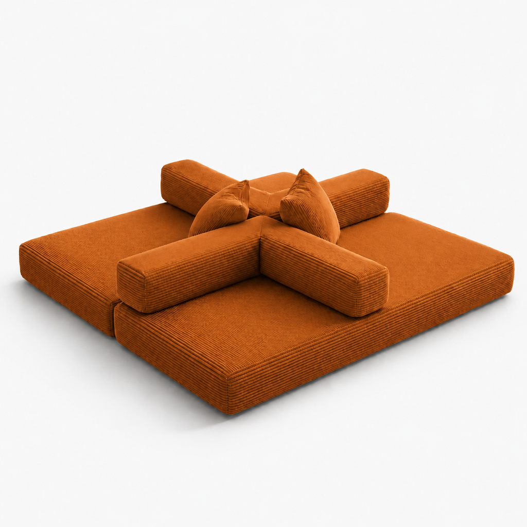 Canapé Solis™ | Relief de Velours & Ambre Cuir