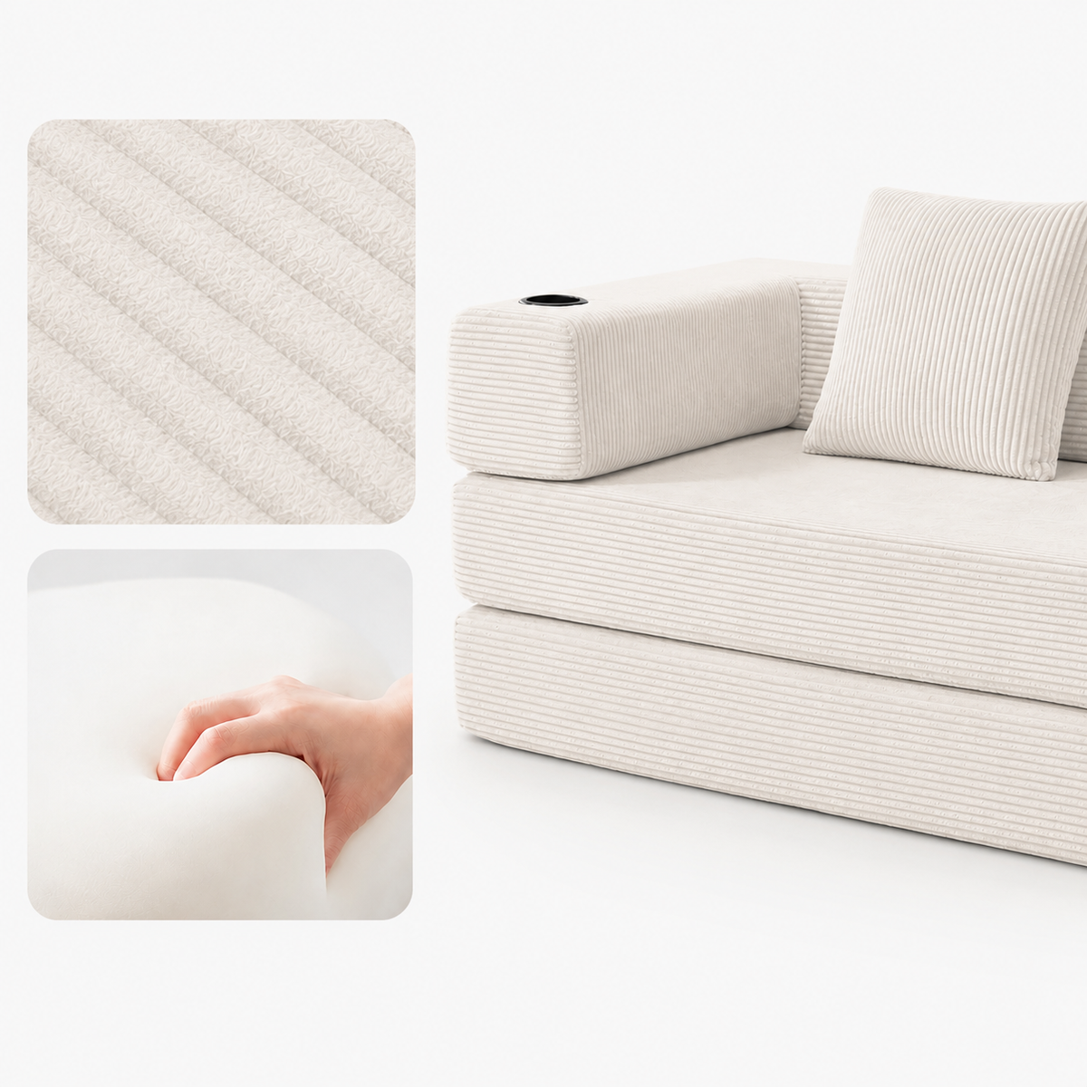 Canapé Auren™ | Confort de Velours & Perle Ivoire