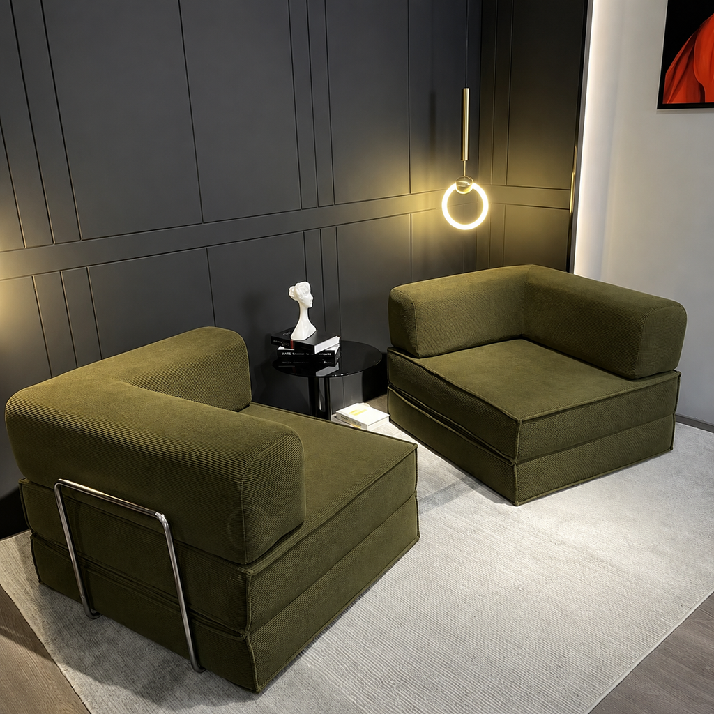 Canapé Luma™ | Relief de Velours & Olive Minéral
