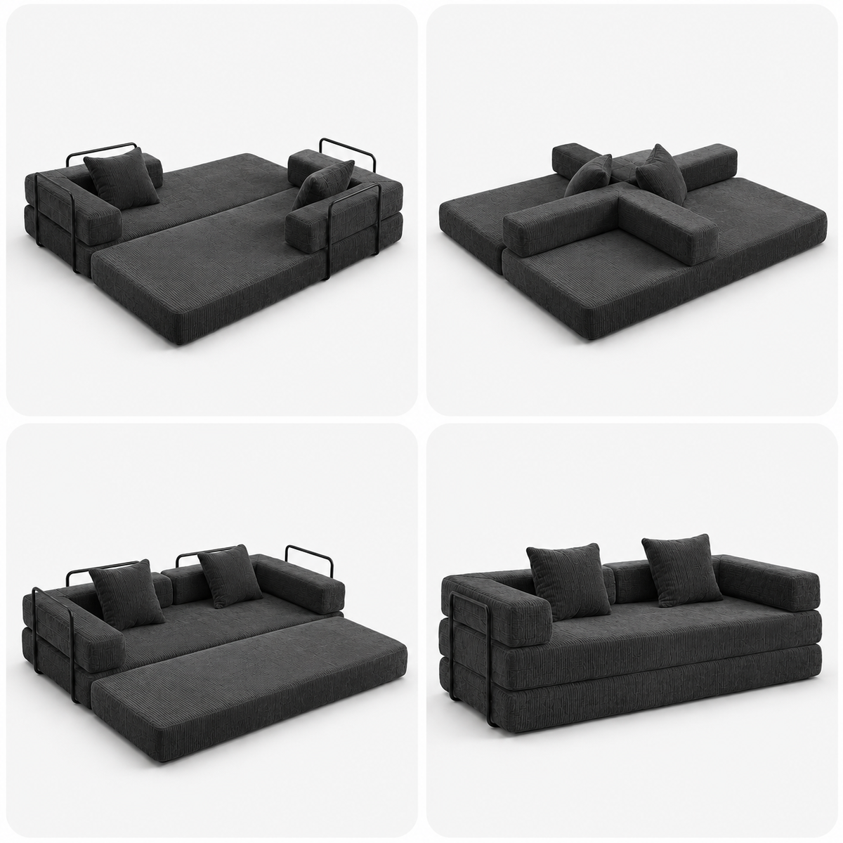Canapé Orion™ | Relief de Velours & Gris Graphite