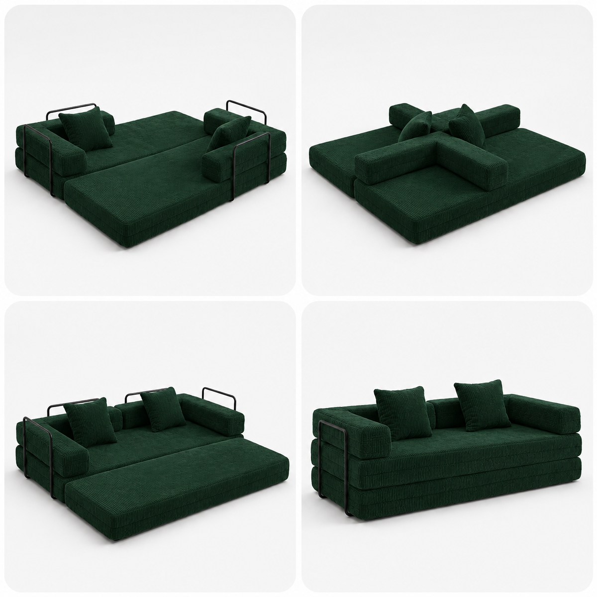 Canapé Vesper™ | Velours Côtelé & Vert Émeraude