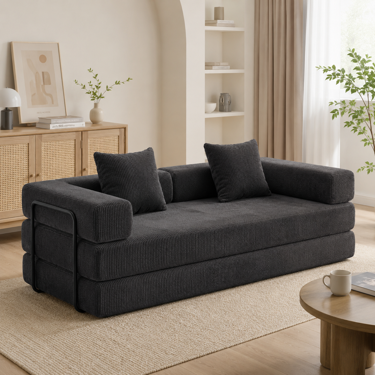 Canapé Orion™ | Relief de Velours & Gris Graphite
