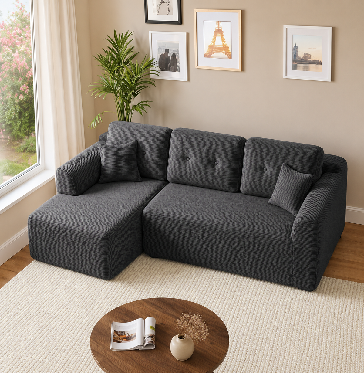 Canapé Alrik™ | Horizon de Velours & Gris Basalte
