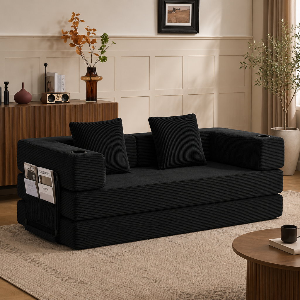 Canapé Noren™ | Confort de Velours & Noir Anthracite