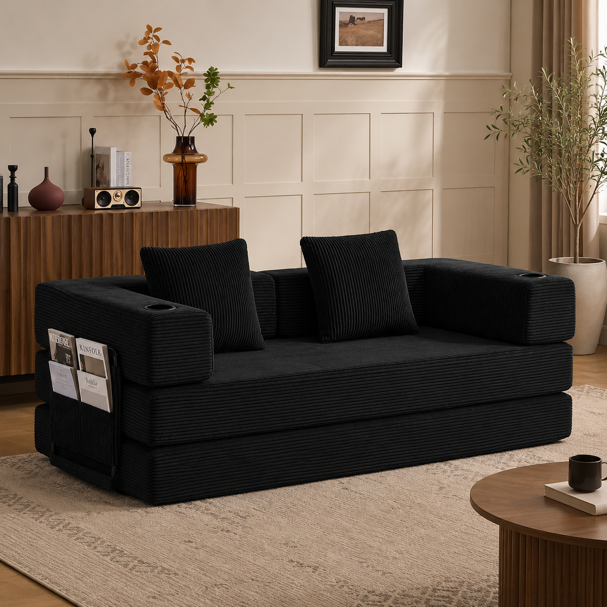 Canapé Noren™ | Confort de Velours & Noir Anthracite
