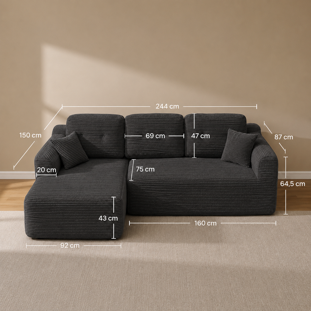 Canapé Ragnar™ | Horizon de Velours & Noir Obsidienne