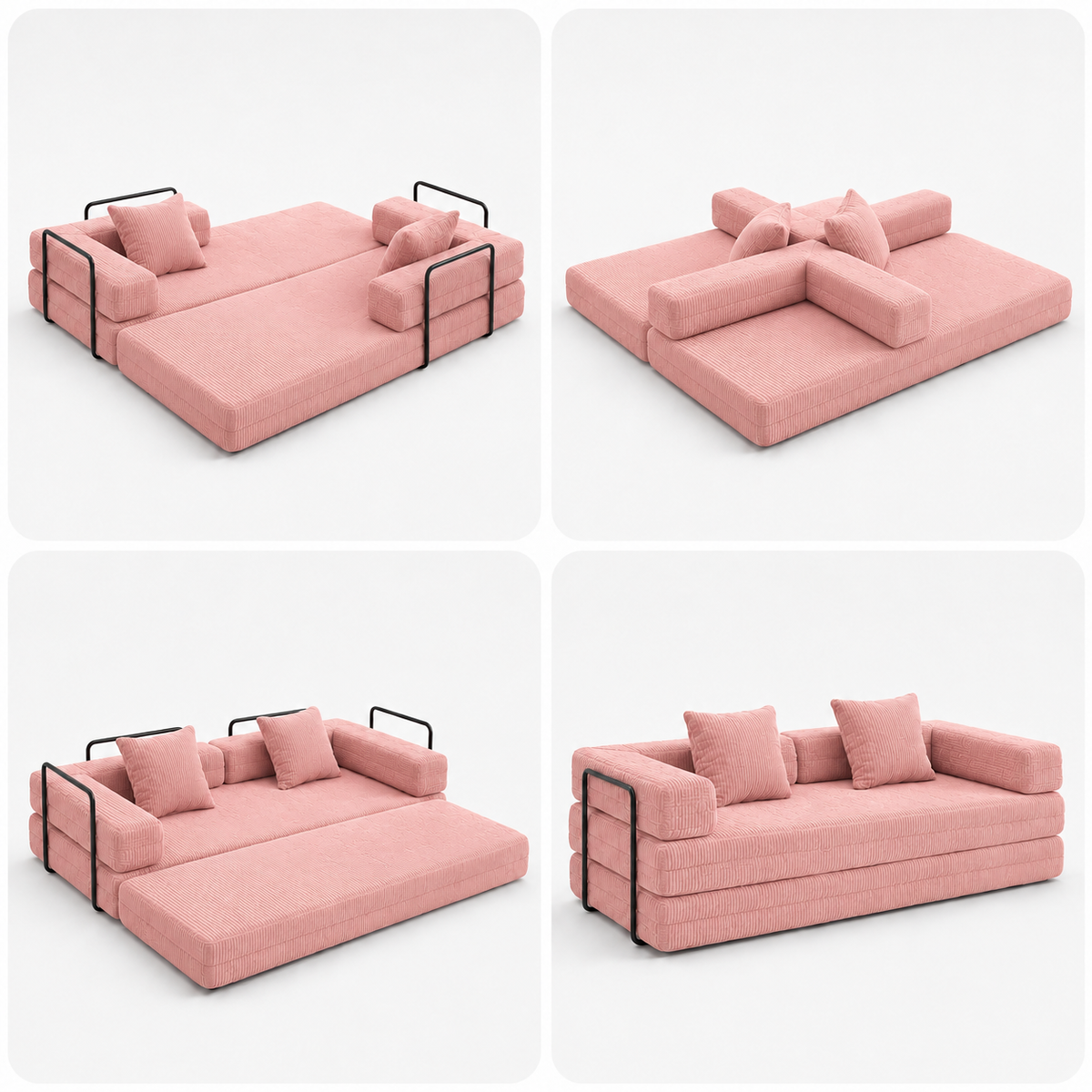 Canapé Roséa™ | Velours Côtelé & Rose Poudré